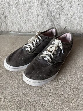 Vans Authentic Lo Pro Gray Textured Polka Dot Canvas Lace-Up Sneakers Women’s
